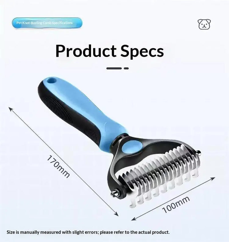 Pet Dematting Undercoat Rake for Long-Haired Dogs &amp; Cats, Double-Sided Grooming Comb for Loose Fur and Light Tangles, Routine Pet Coat Care Tool, Results May Vary by Coat Type