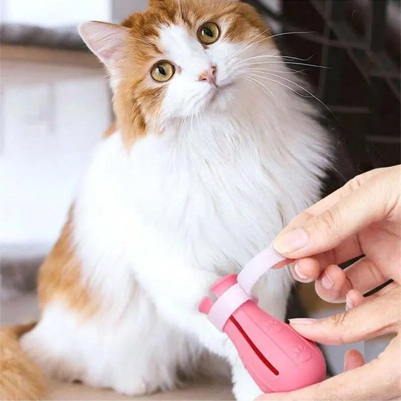 Cat Bathing Footwear – Set of 4 Pairs, Silicone Paw Protectors for Grooming Essentials in Dogs and Cats – Safeguards Paws During Baths, Prevents Scratching, Safe and Reliable.
