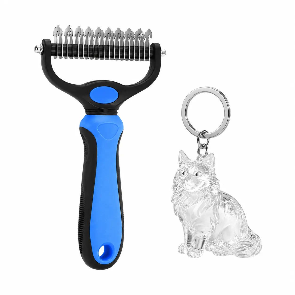 Pet Dematting Undercoat Rake for Long-Haired Dogs &amp; Cats, Double-Sided Grooming Comb for Loose Fur and Light Tangles, Routine Pet Coat Care Tool, Results May Vary by Coat Type