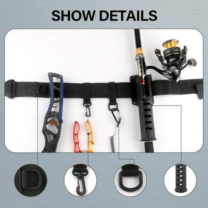 Adjustable Fishing Wading Belt with Rod Holder for Fly, Surf, and Spinning Pole Tackle (Black)
