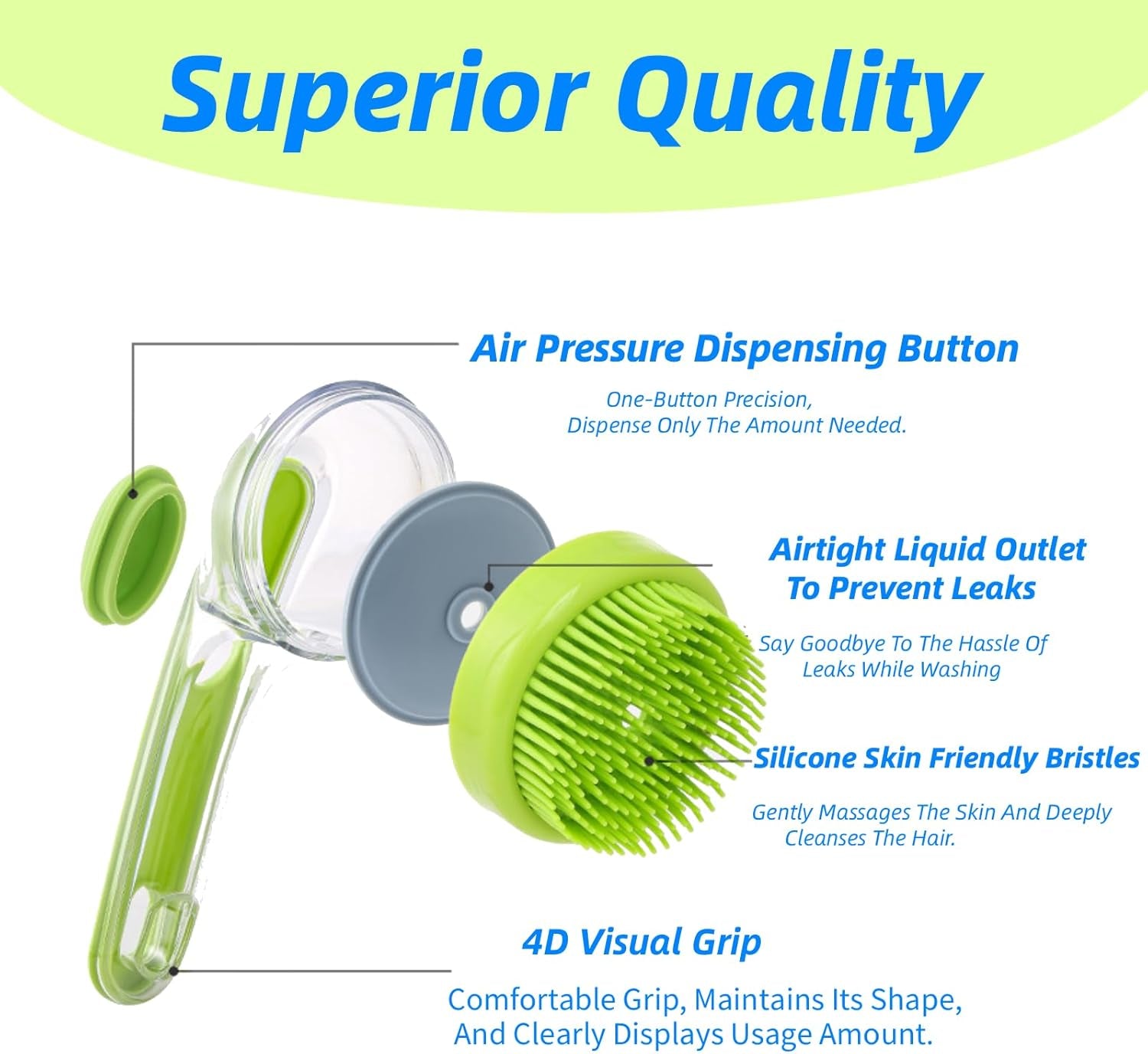2-in-1 Pet Grooming Bath Brush with Soap and Shampoo Dispenser - Soft Silicone Bristle Scrubber for Dogs and Cats - Ideal for Long and Short Haired Breeds - Yellow