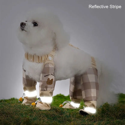 Reflective Stripe Pet Strolling Going Out Pants Adjustable Full Leg Protection Dog Boot Leggings Waterproof Dust-Proof