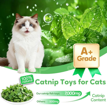 Catnip-Infused Saury Fish Interactive Crinkle Toys for Cats and Kittens - Durable Chew Kicker Gifts for Indoor Play and Teething Relief