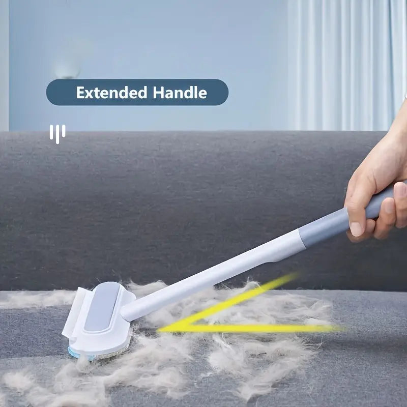 Upgraded Reusable Pet Hair Remover Brush – Extra-Long Handle Lint Cleaner for Dog &amp; Cat Hair, Washable Multi-Surface Tool for Furniture, Bedding, Clothes &amp; Car Interiors