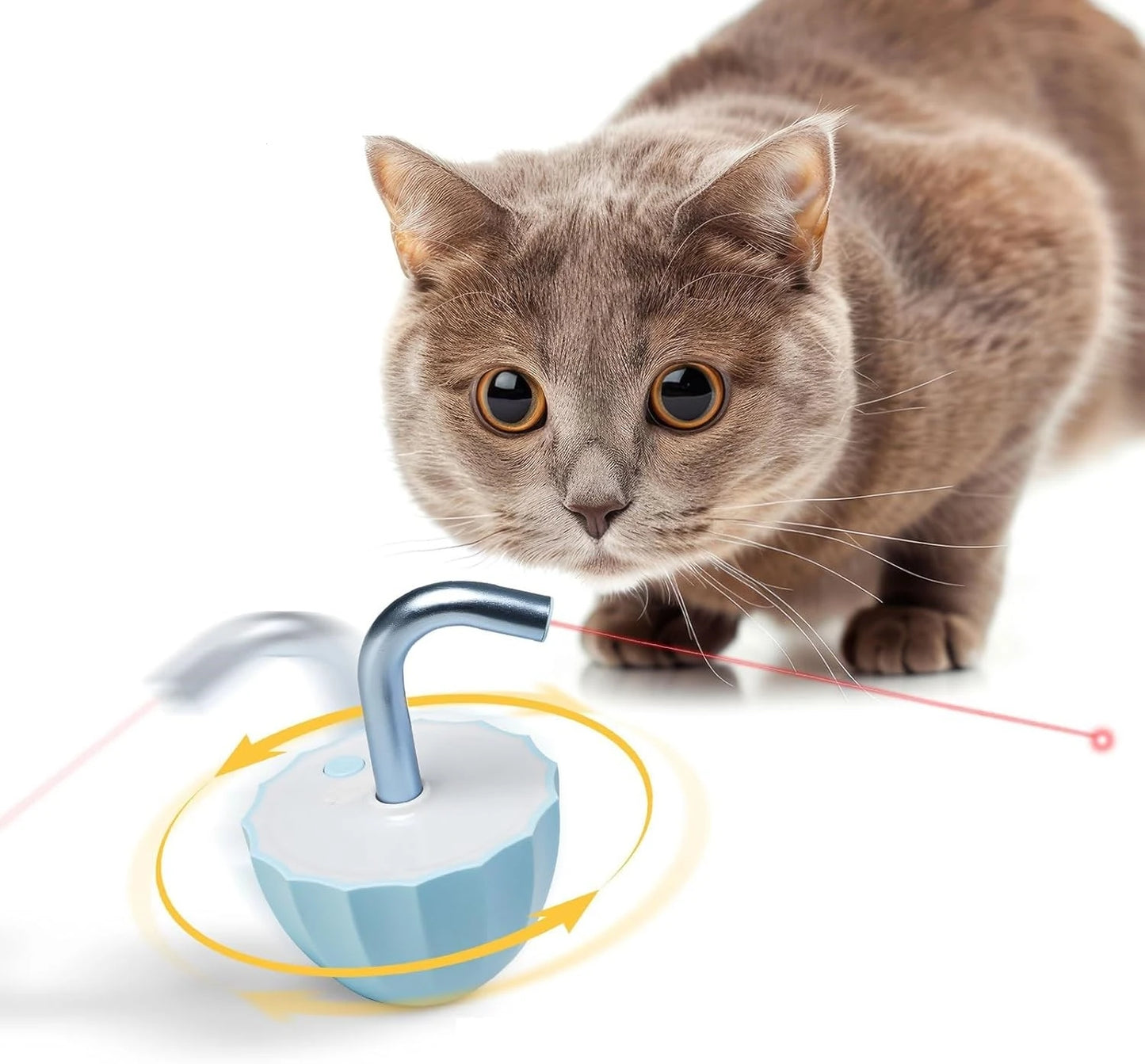 Interactive Laser Pointer Toy for Indoor Cats, Featuring Random Trajectory and Tumbler Base for Engaging Play