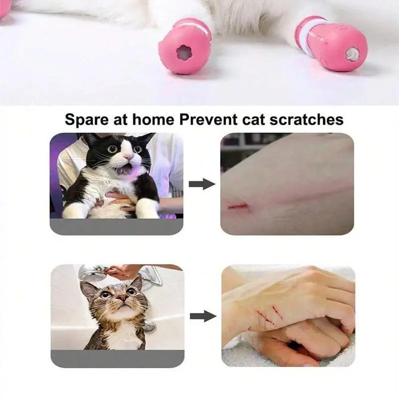 Cat Bathing Footwear – Set of 4 Pairs, Silicone Paw Protectors for Grooming Essentials in Dogs and Cats – Safeguards Paws During Baths, Prevents Scratching, Safe and Reliable.