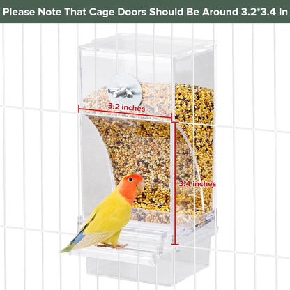 2-Piece Water and Feeder Set for Parakeets, Parrots, and Small Birds - Seed Food Container and Water Dispenser