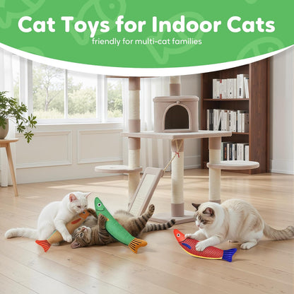 Catnip-Infused Saury Fish Interactive Crinkle Toys for Cats and Kittens - Durable Chew Kicker Gifts for Indoor Play and Teething Relief