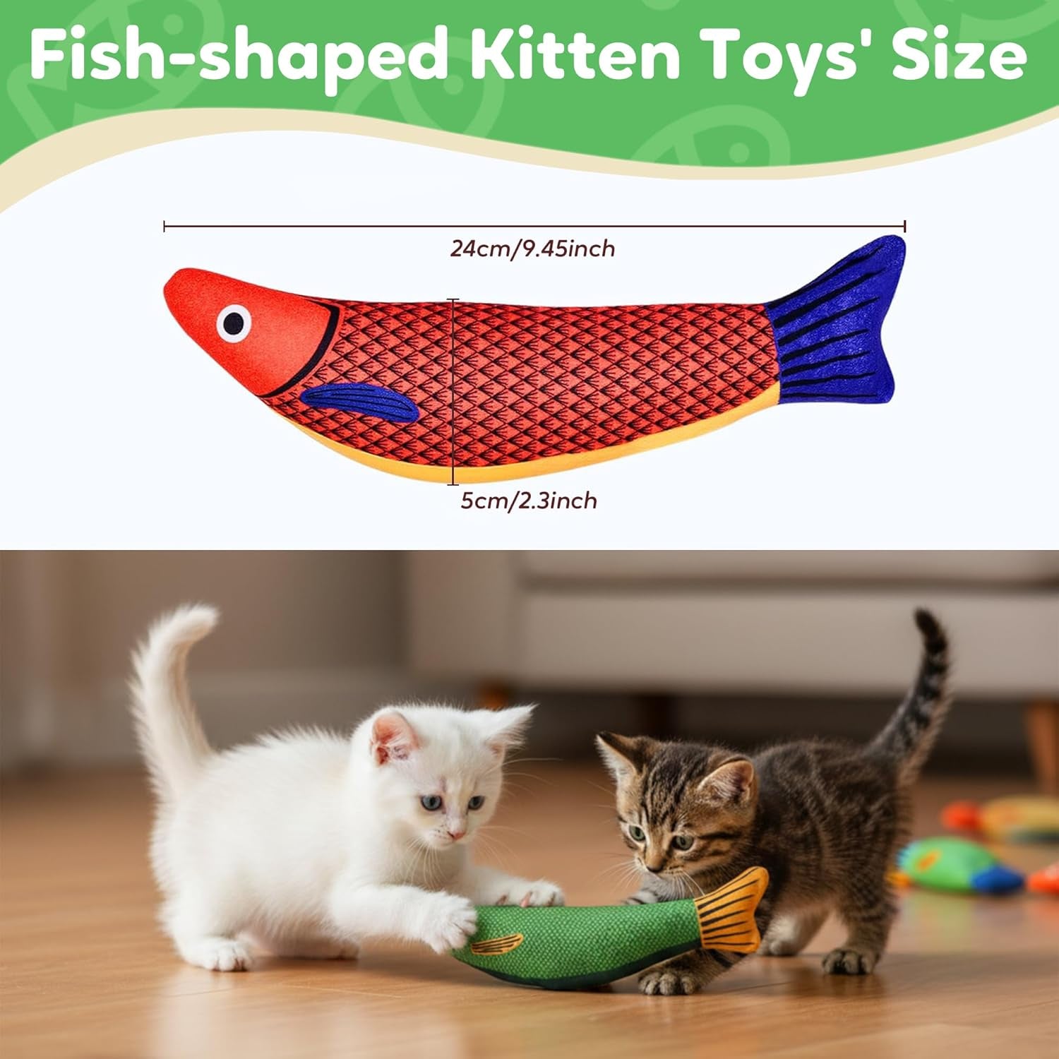 Catnip-Infused Saury Fish Interactive Crinkle Toys for Cats and Kittens - Durable Chew Kicker Gifts for Indoor Play and Teething Relief