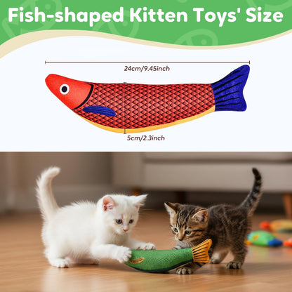 Catnip-Infused Saury Fish Interactive Crinkle Toys for Cats and Kittens - Durable Chew Kicker Gifts for Indoor Play and Teething Relief