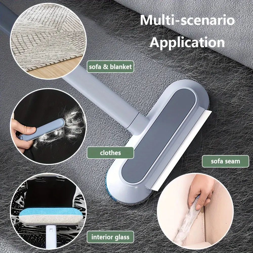 Upgraded Reusable Pet Hair Remover Brush – Extra-Long Handle Lint Cleaner for Dog &amp; Cat Hair, Washable Multi-Surface Tool for Furniture, Bedding, Clothes &amp; Car Interiors