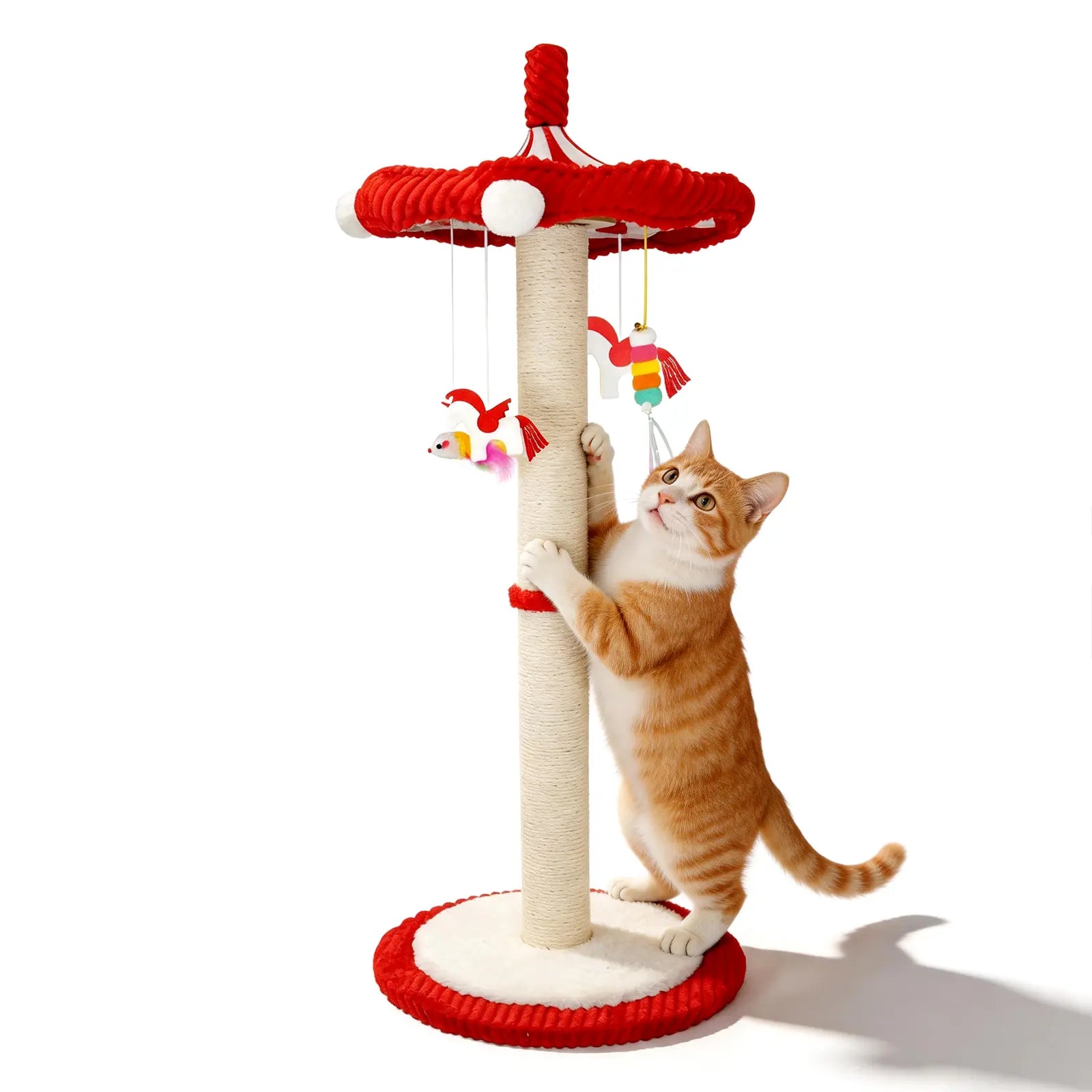 【Summervibes】Catails Cat Scratching Post 39.7"Tall Cat Tree Cat Tower Carousel Cat Scratching Posts Suitable for Kittens &amp; Adult Stuff for Indoor Cat Tree Coffin Bed Sisal Scratcher with Cat Toy Soutdoor Fun
