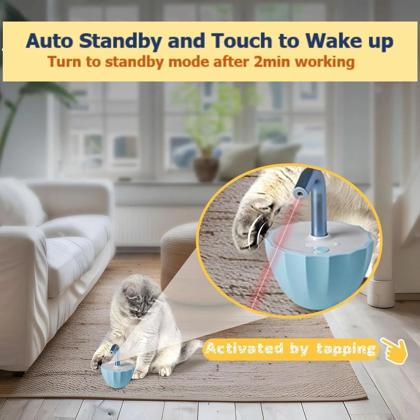 Interactive Laser Pointer Toy for Indoor Cats, Featuring Random Trajectory and Tumbler Base for Engaging Play