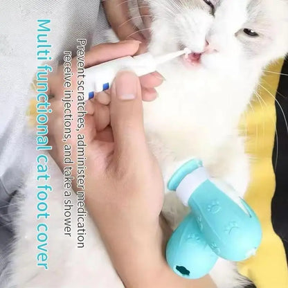 Cat Bathing Footwear – Set of 4 Pairs, Silicone Paw Protectors for Grooming Essentials in Dogs and Cats – Safeguards Paws During Baths, Prevents Scratching, Safe and Reliable.