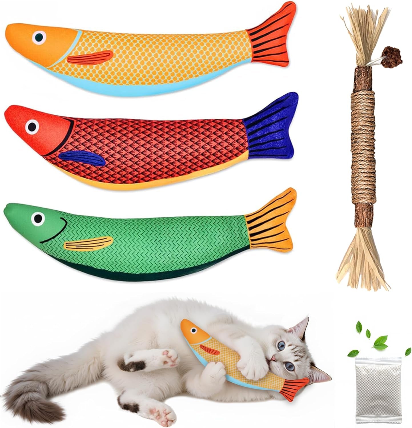 Catnip-Infused Saury Fish Interactive Crinkle Toys for Cats and Kittens - Durable Chew Kicker Gifts for Indoor Play and Teething Relief