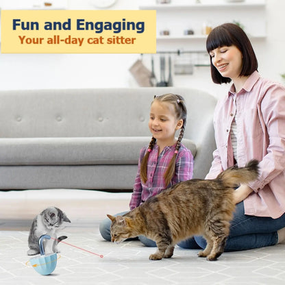 Interactive Laser Pointer Toy for Indoor Cats, Featuring Random Trajectory and Tumbler Base for Engaging Play